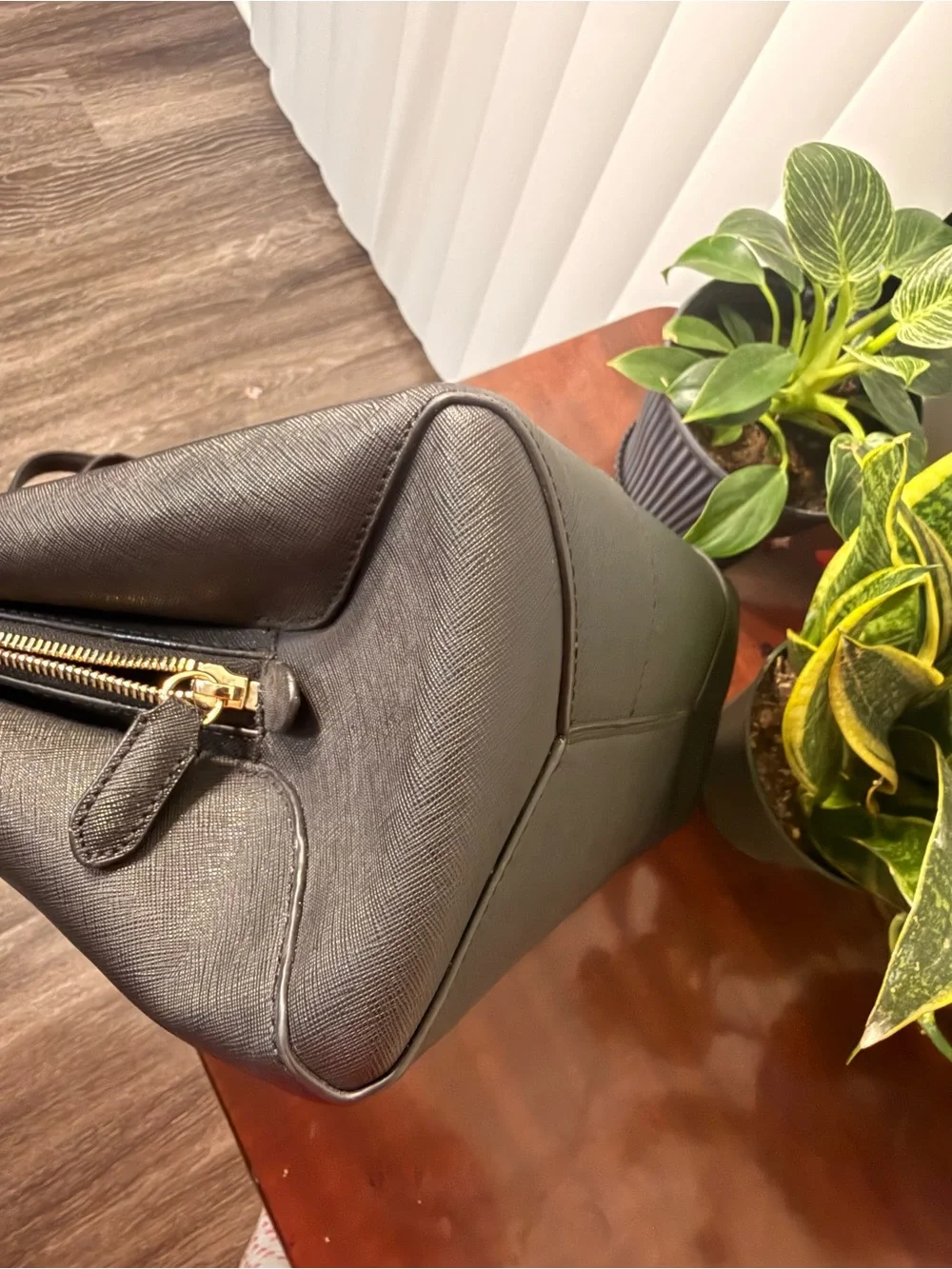 DKNY Black Tote with Gold Chain-Strap